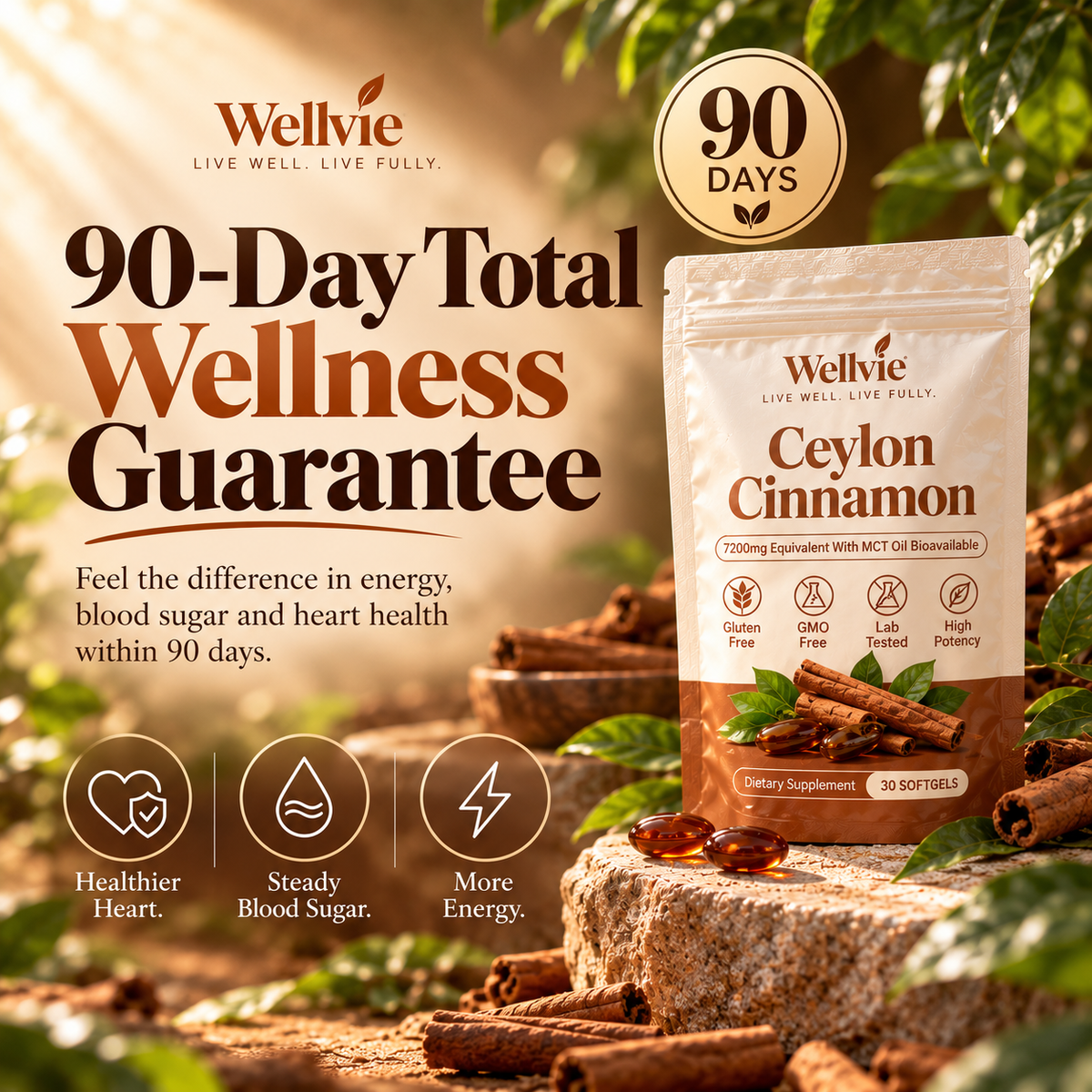 Wellvie™ Ceylon Cinnamon - The Complete Blood Sugar & Heart Support Formula