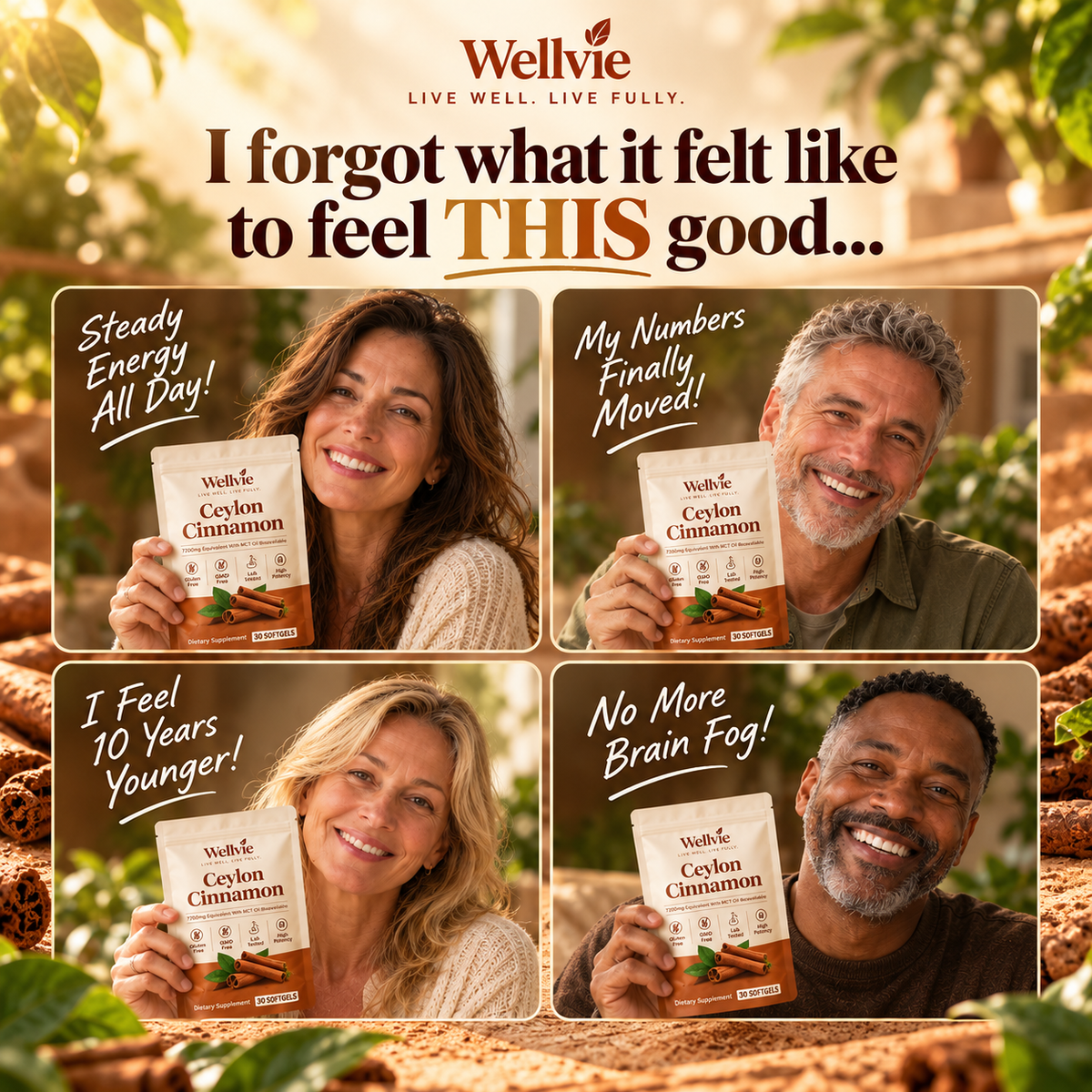 Wellvie™ Ceylon Cinnamon - The Complete Blood Sugar & Heart Support Formula